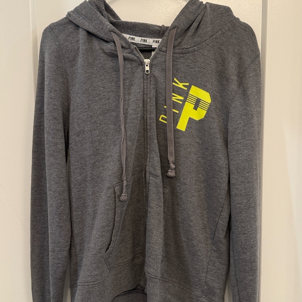 PINK Victoria's Secret Gray Hoodie with Yellow Logo